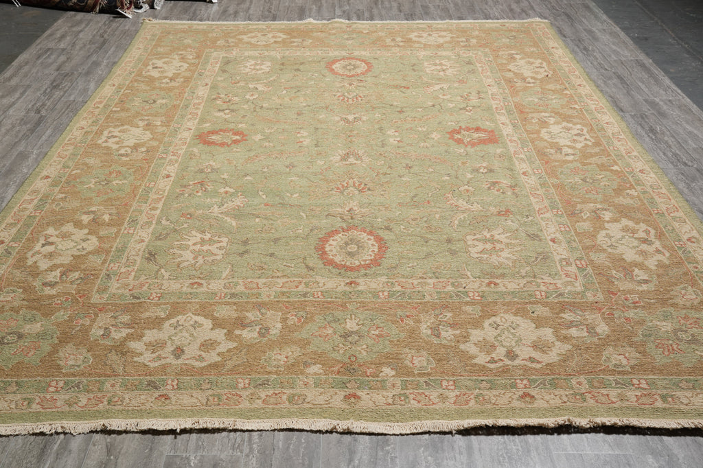 8.10 x12 Light Green Handmade Sumak Flat weave Soozani Rug #F-4237