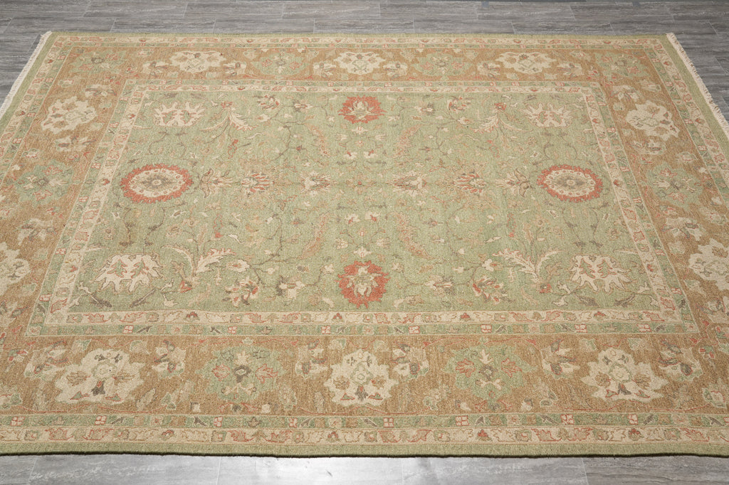 8.10 x12 Light Green Handmade Sumak Flat weave Soozani Rug #F-4237