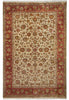 Load image into Gallery viewer, Decorative rug with intricate patterns in red, beige, and gold on a white background