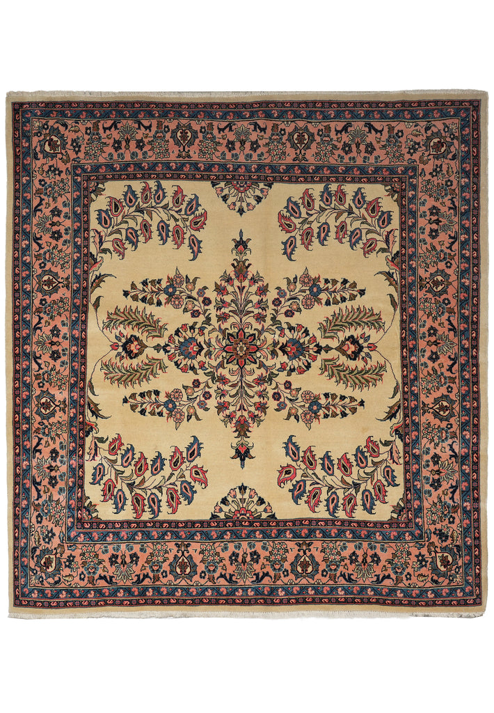 7 x 7.7 Square Persian Sarouk Rug #B-72433
