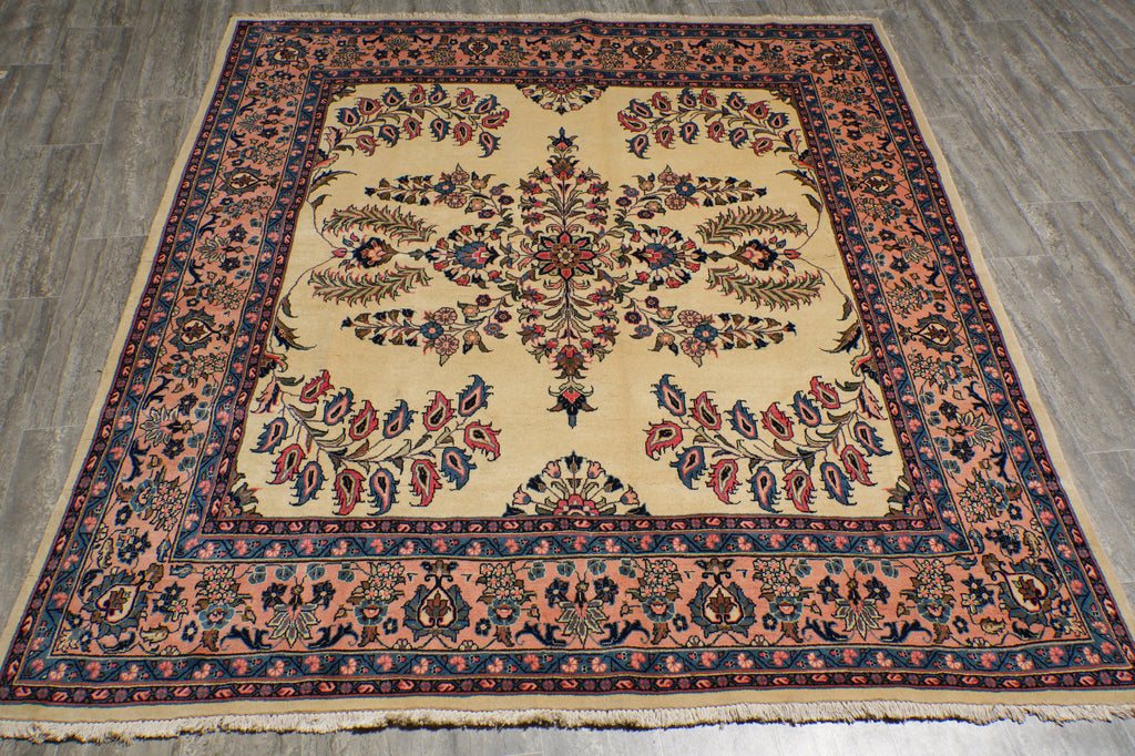 7 x 7.7 Square Persian Sarouk Rug #B-72433