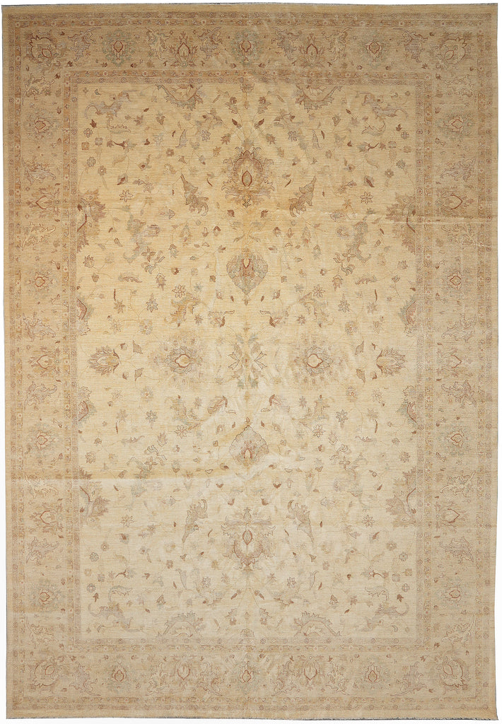 9.9 x 13.4 Nice Quality Chobi Peshawar Rug Happy Warn Colors
