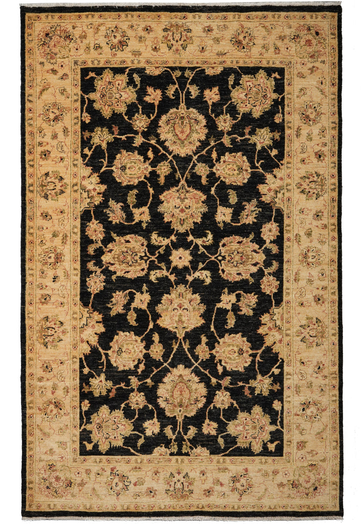 Decorative rug with floral pattern on a black background
