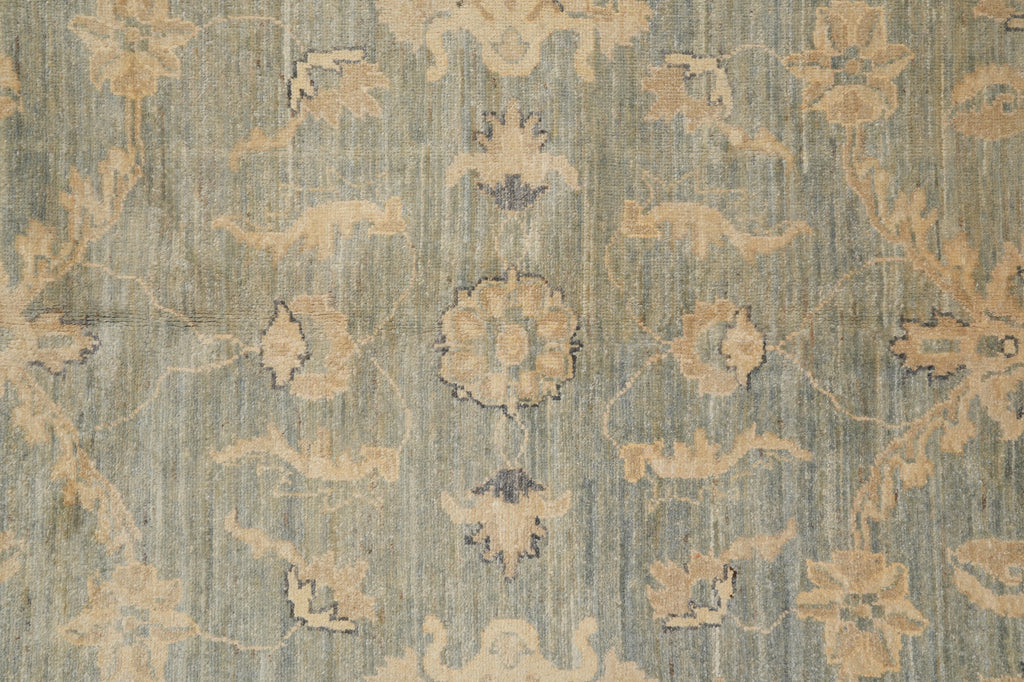 9 x 11.8 Olive Green Handmade Chobi Peshawar rug #F-4239