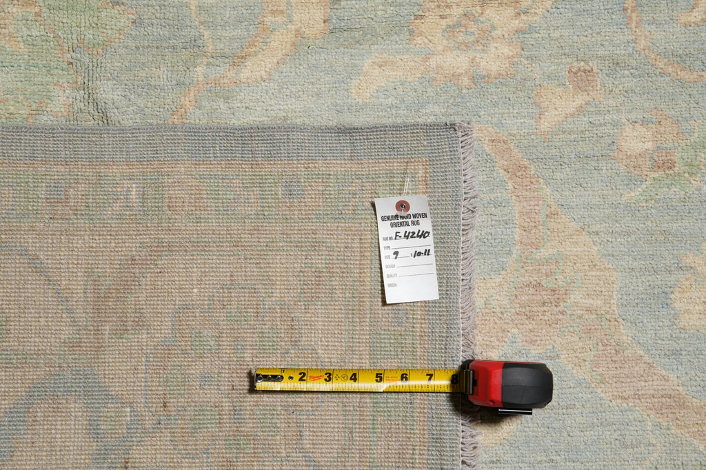 9 x 11 New Handmade Chobi Peshawar Rug Aqua Blue Green #F-4240