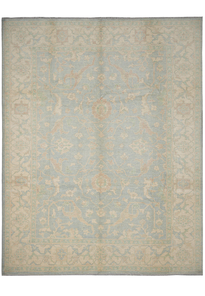 9 x 11 New Handmade Chobi Peshawar Rug Aqua Blue Green #F-4240