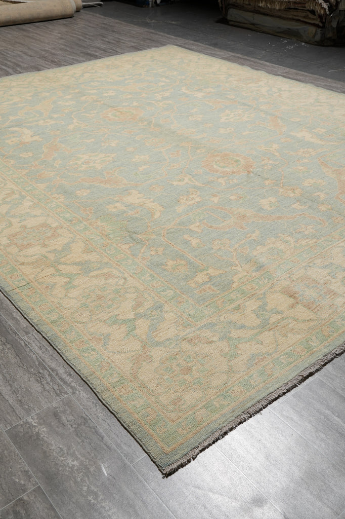 9 x 11 New Handmade Chobi Peshawar Rug Aqua Blue Green #F-4240