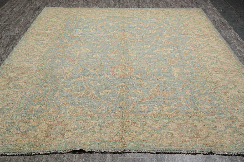 9 x 11 New Handmade Chobi Peshawar Rug Aqua Blue Green #F-4240