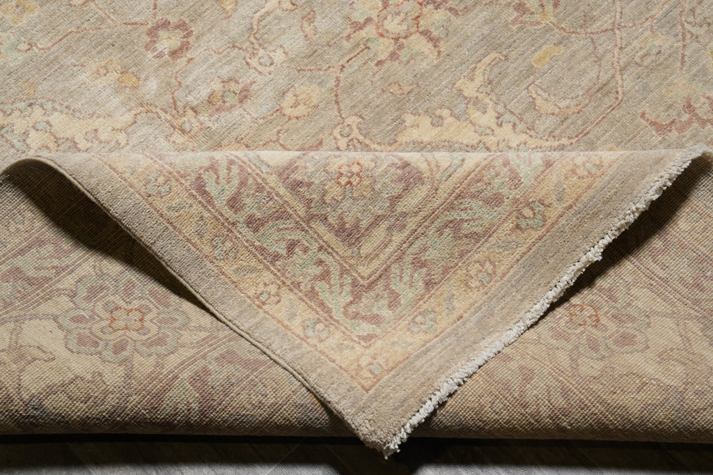 9 x 11.9 New Handmade Chobi Peshawar Rug Sage Gray Green Pastels Neutral #F-4241