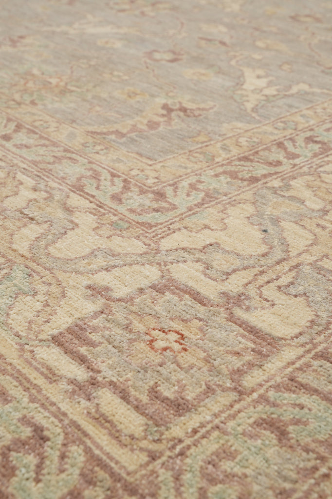 9 x 11.9 New Handmade Chobi Peshawar Rug Sage Gray Green Pastels Neutral #F-4241