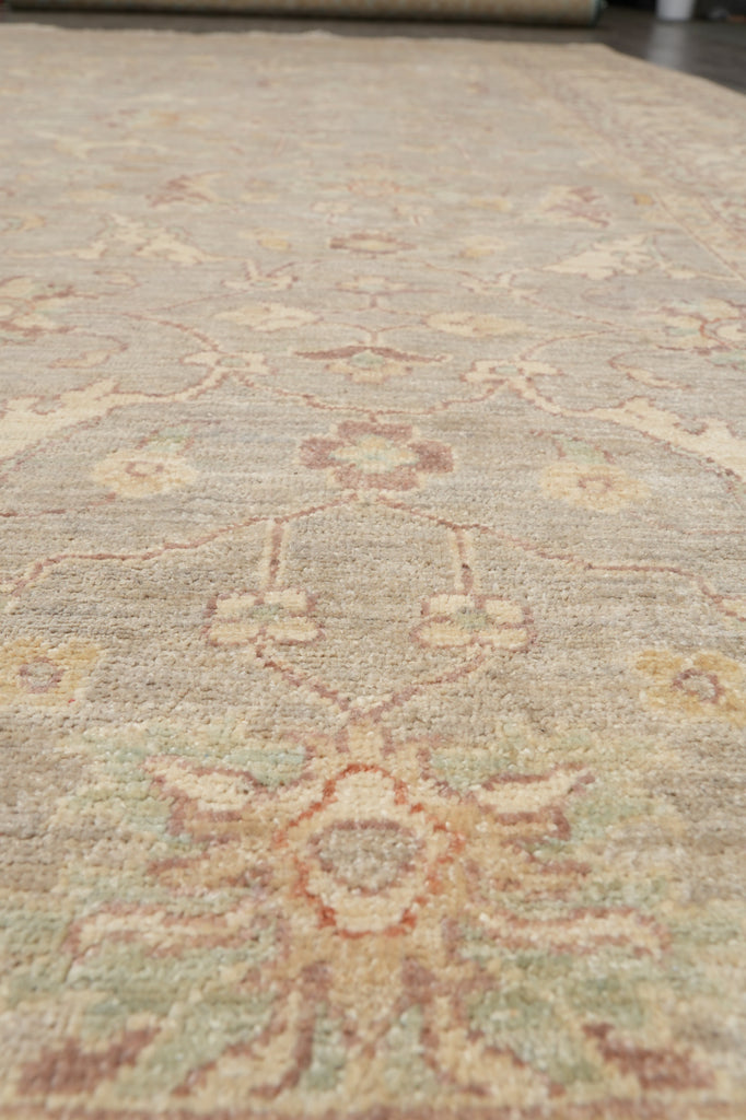 9 x 11.9 New Handmade Chobi Peshawar Rug Sage Gray Green Pastels Neutral #F-4241