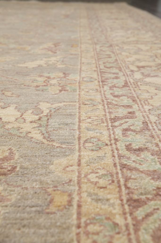 9 x 11.9 New Handmade Chobi Peshawar Rug Sage Gray Green Pastels Neutral #F-4241