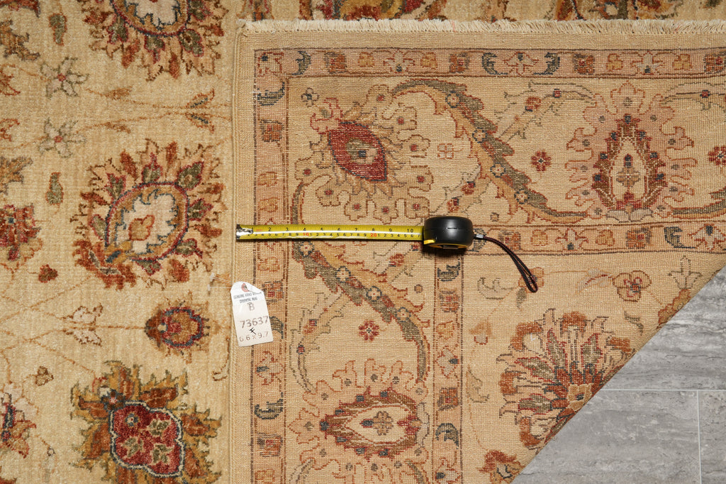 6.6 x 9.7 Quality Natural Wool Hand-Knotted Chobi Peshawar Rug Happy Warm Neutral Colors #B-73637