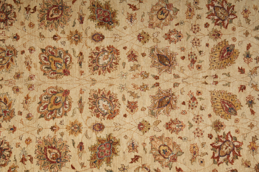 6.6 x 9.7 Quality Natural Wool Hand-Knotted Chobi Peshawar Rug Happy Warm Neutral Colors #B-73637