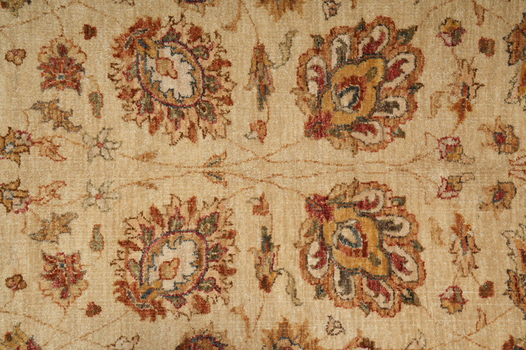 6.6 x 9.7 Quality Natural Wool Hand-Knotted Chobi Peshawar Rug Happy Warm Neutral Colors #B-73637