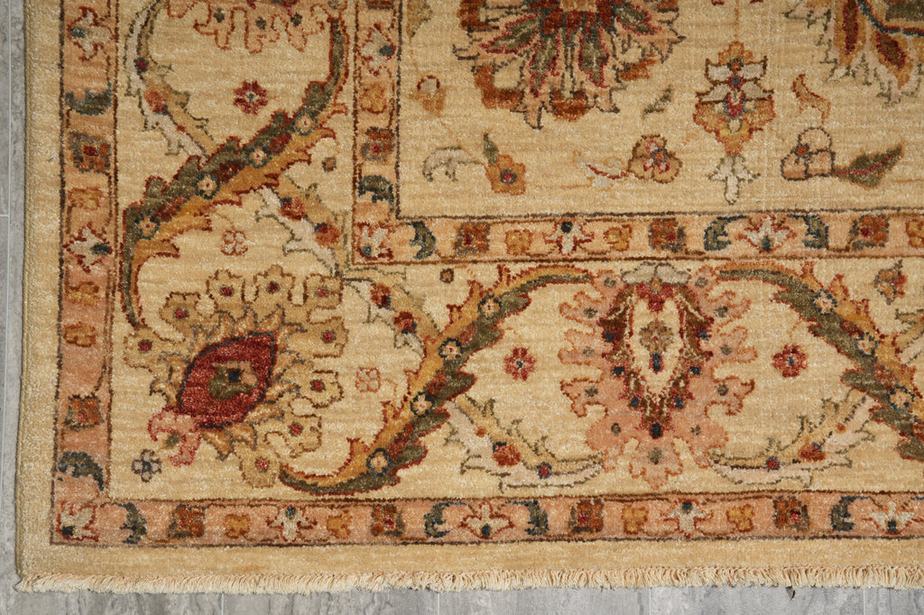 6.6 x 9.7 Quality Natural Wool Hand-Knotted Chobi Peshawar Rug Happy Warm Neutral Colors #B-73637