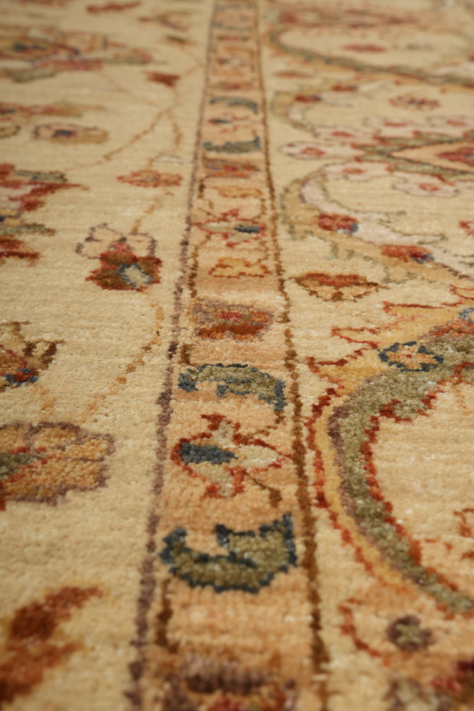 6.6 x 9.7 Quality Natural Wool Hand-Knotted Chobi Peshawar Rug Happy Warm Neutral Colors #B-73637