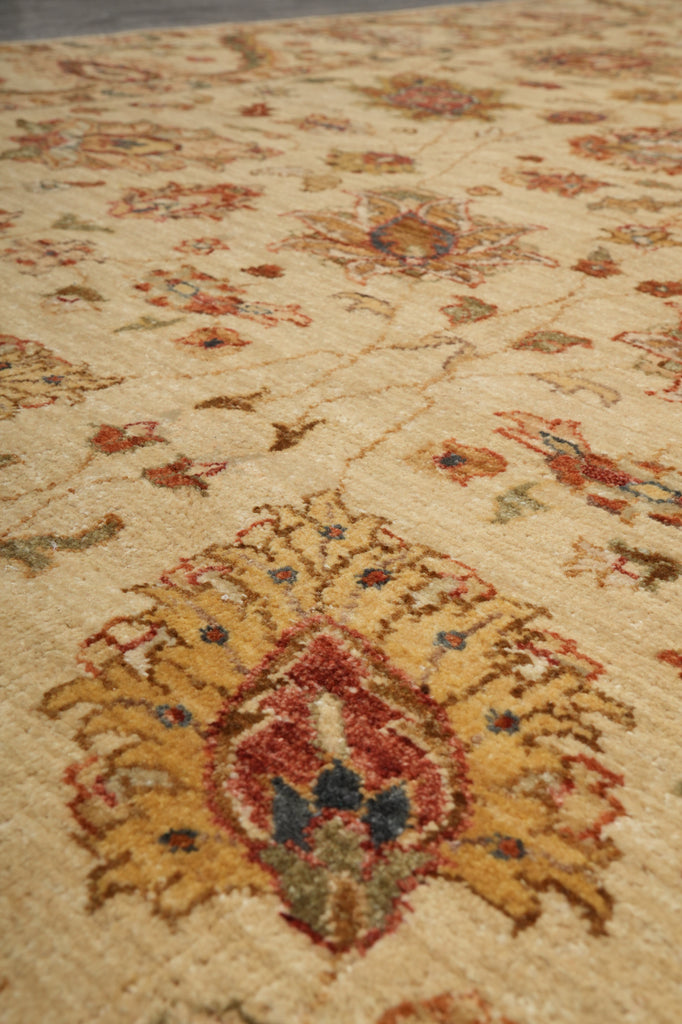 6.6 x 9.7 Quality Natural Wool Hand-Knotted Chobi Peshawar Rug Happy Warm Neutral Colors #B-73637