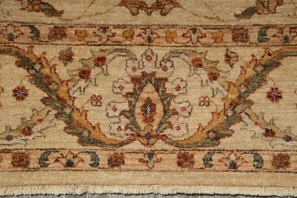 6.6 x 9.7 Quality Natural Wool Hand-Knotted Chobi Peshawar Rug Happy Warm Neutral Colors #B-73637