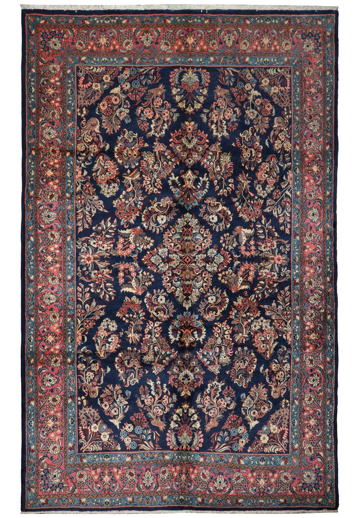 7 x 10.4 White Ivory Semi Antique Persian Sarouk Rug #B-72243
