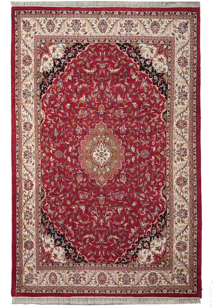 6.7 x 9.5 Hand-Knotted Jaipur Kashan Rug #PIX-9399