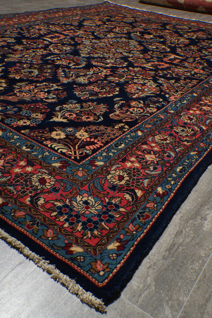 7 x 10.4 White Ivory Semi Antique Persian Sarouk Rug #B-72243