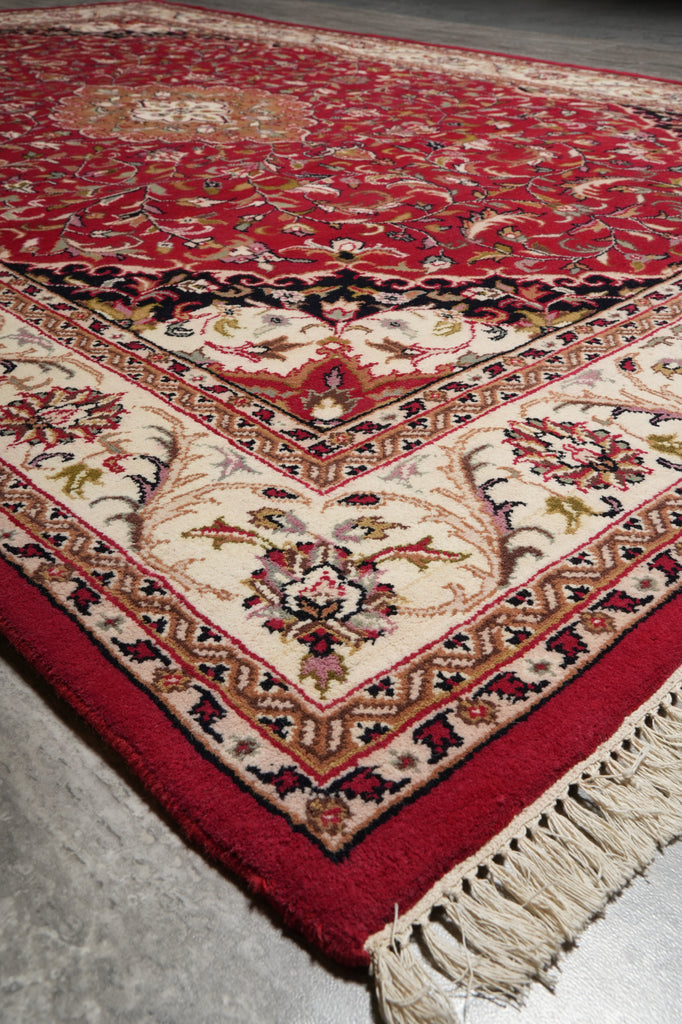 6.7 x 9.5 Hand-Knotted Jaipur Kashan Rug #PIX-9399