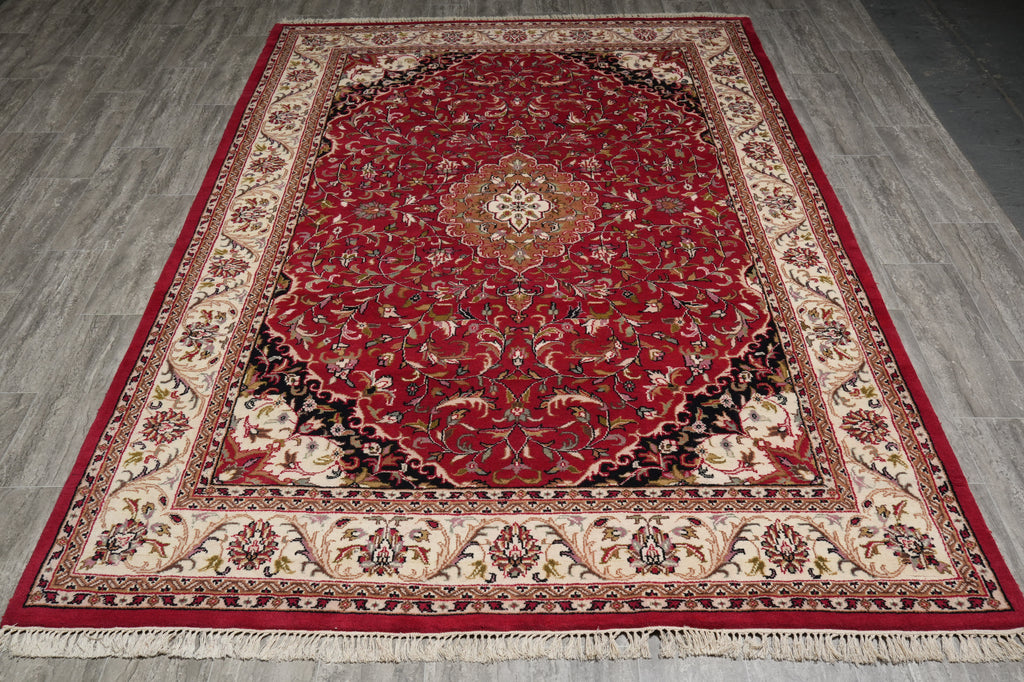 6.7 x 9.5 Hand-Knotted Jaipur Kashan Rug #PIX-9399
