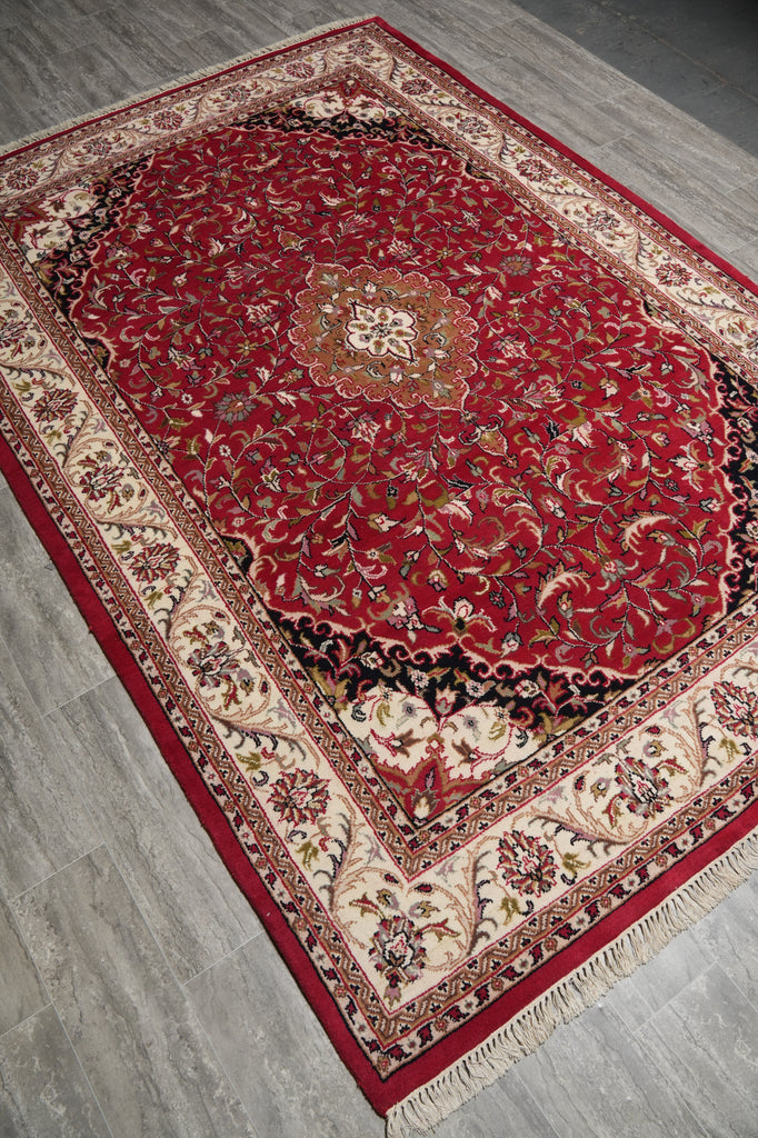 6.7 x 9.5 Hand-Knotted Jaipur Kashan Rug #PIX-9399
