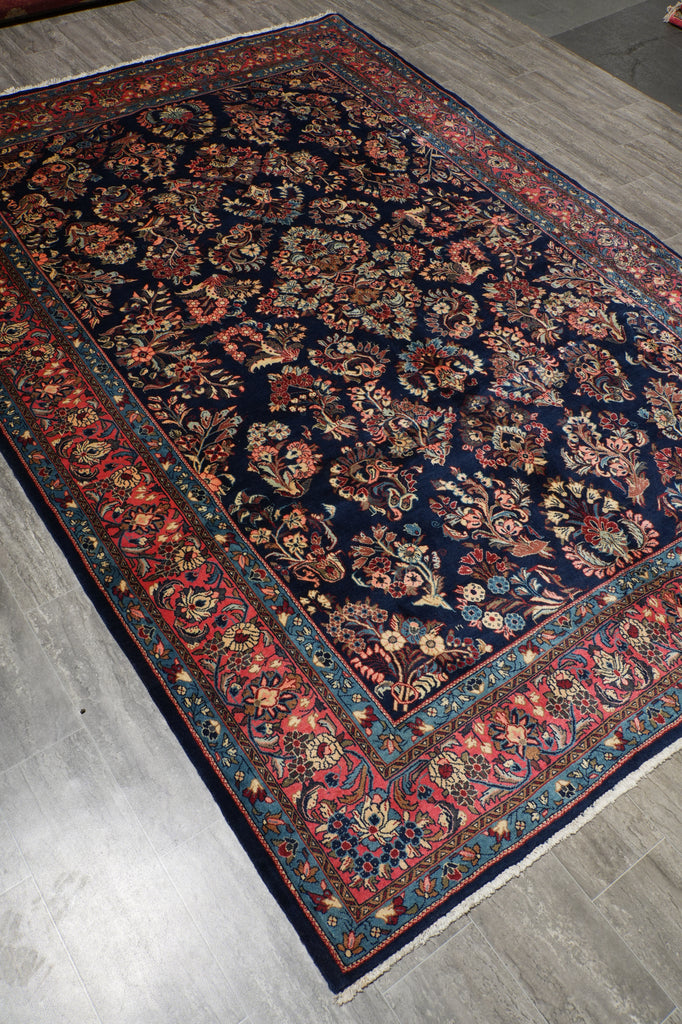 7 x 10.4 White Ivory Semi Antique Persian Sarouk Rug #B-72243