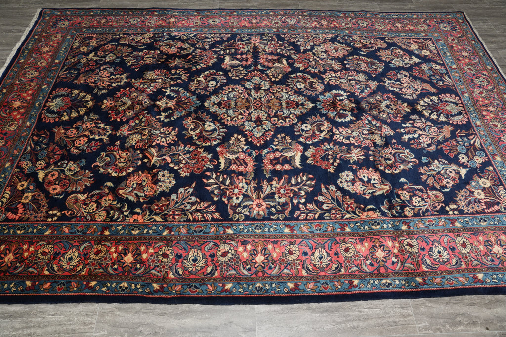 7 x 10.4 White Ivory Semi Antique Persian Sarouk Rug #B-72243