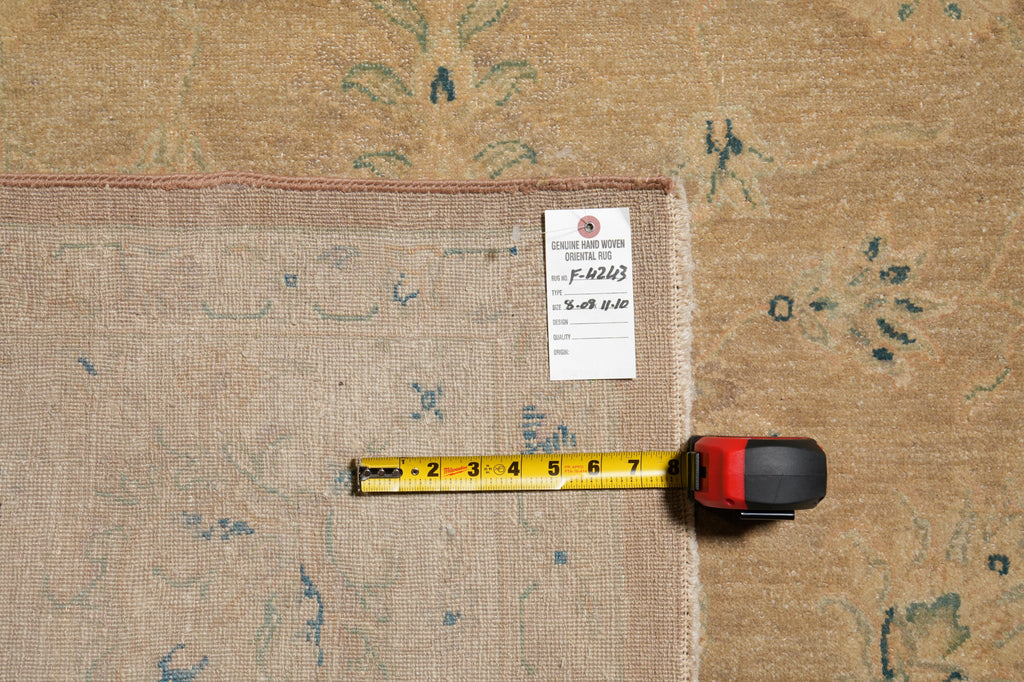 8.8 x 12 Brown Gold Neutral Chobi Peshawar Rug #F-4243