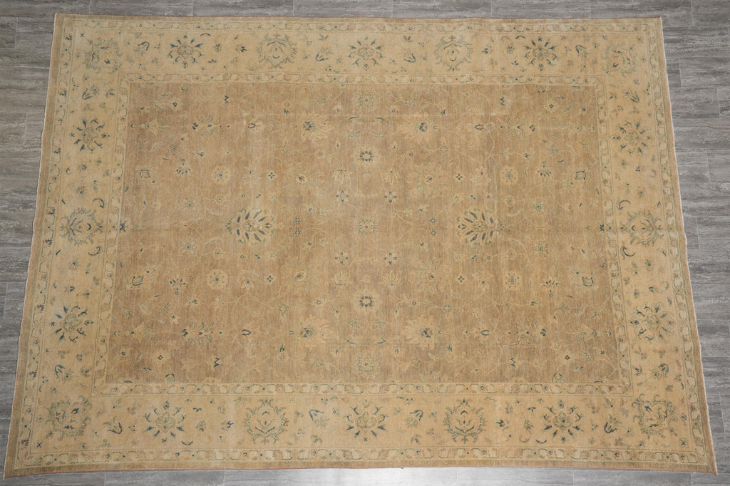 8.8 x 12 Brown Gold Neutral Chobi Peshawar Rug #F-4243