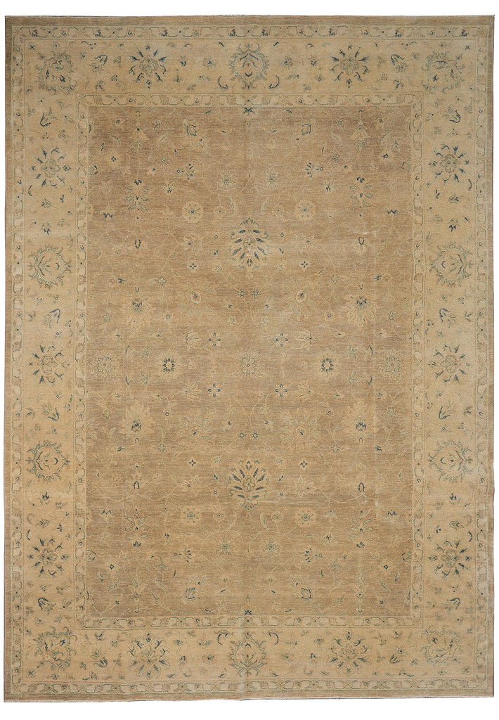 8.8 x 12 Brown Gold Neutral Chobi Peshawar Rug #F-4243