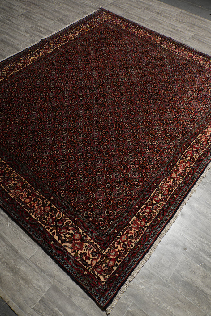 7 x 8.5 Squarish Quality Persian Bijar Rug Royal Blue Herati #B-72377