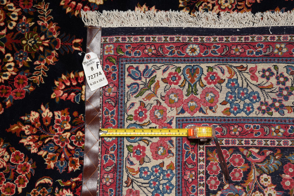 7 x 10.7 Navy Blue Fine Persian Sarouk Rug #B-72774