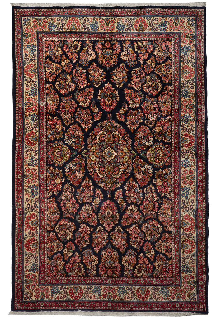 7 x 10.7 Navy Blue Fine Persian Sarouk Rug #B-72774