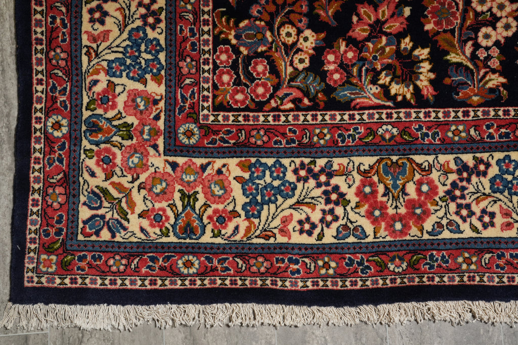 7 x 10.7 Navy Blue Fine Persian Sarouk Rug #B-72774