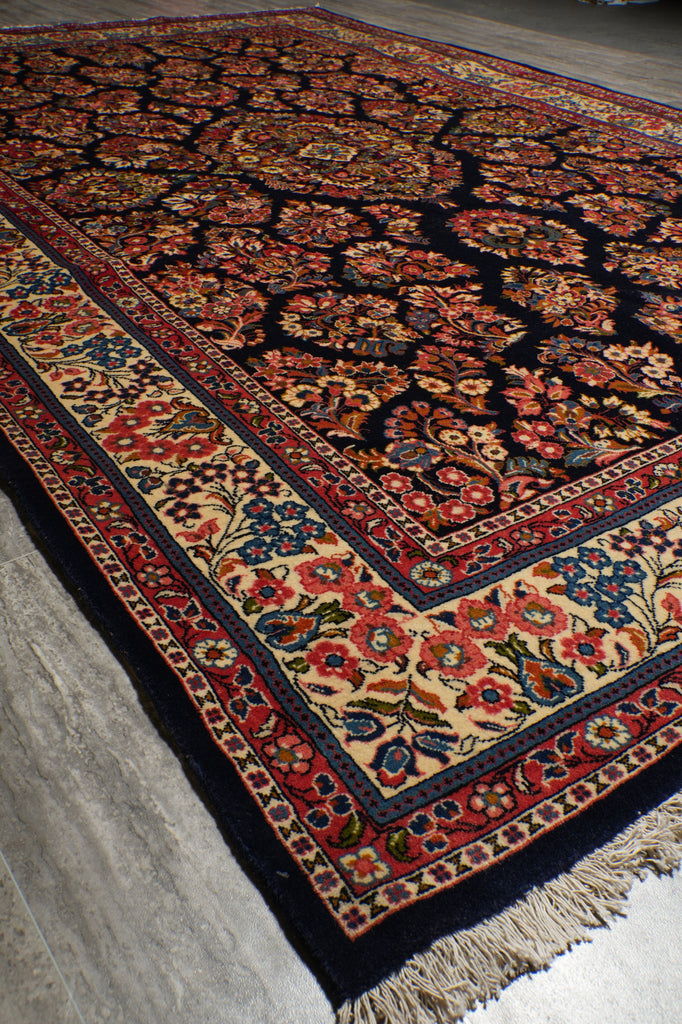 7 x 10.7 Navy Blue Fine Persian Sarouk Rug #B-72774