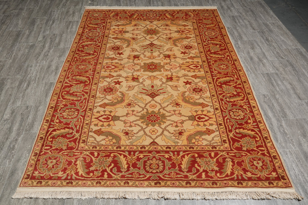 5.10 x 8.7 New Hand-knotted Oushak Rug Beige Coral #PIX-18854