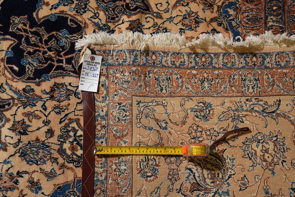 14 x 25.6 ft Large Fine Persian Nain Wool & Silk Rug – Hand-Knotted 400 KPSI Masterpiece #F-5938