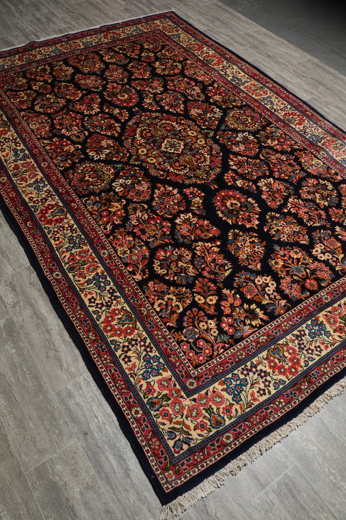 7 x 10.7 Navy Blue Fine Persian Sarouk Rug #B-72774