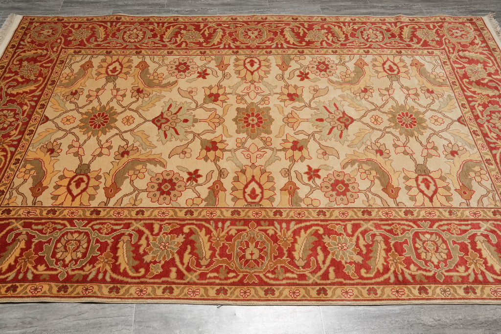 5.10 x 8.7 New Hand-knotted Oushak Rug Beige Coral #PIX-18854