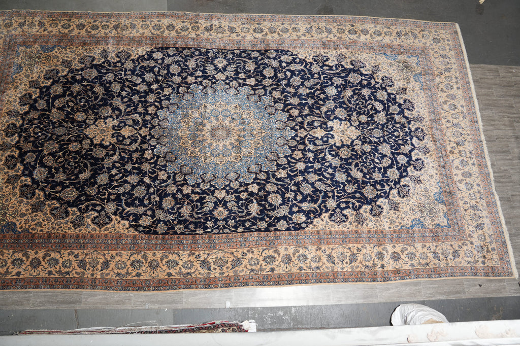 14 x 25.6 ft Large Fine Persian Nain Wool & Silk Rug – Hand-Knotted 400 KPSI Masterpiece #F-5938