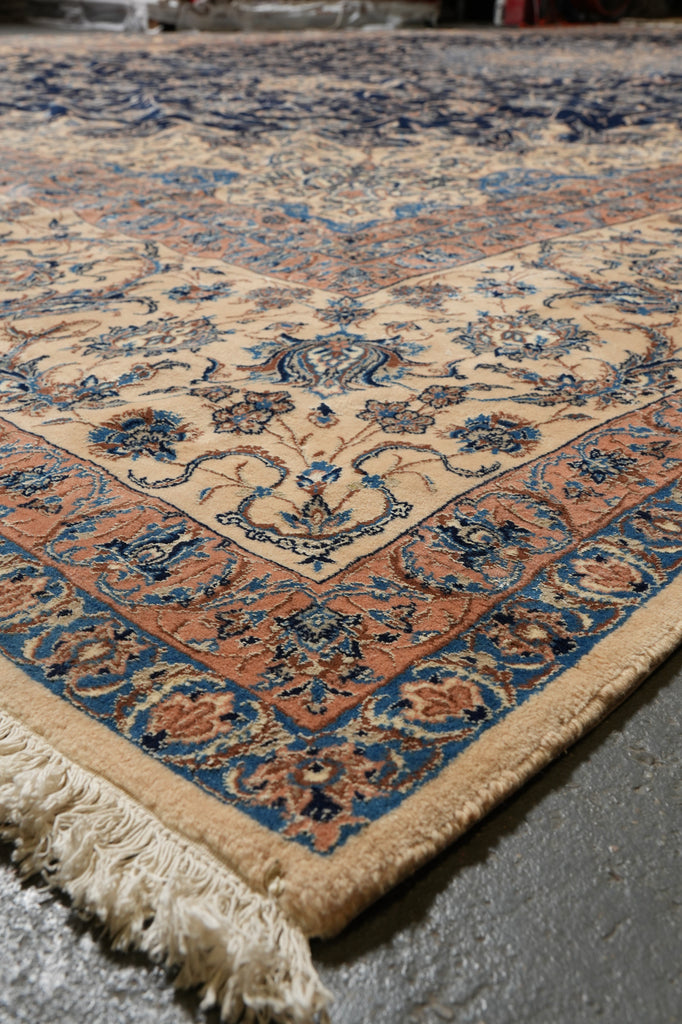 14 x 25.6 ft Large Fine Persian Nain Wool & Silk Rug – Hand-Knotted 400 KPSI Masterpiece #F-5938