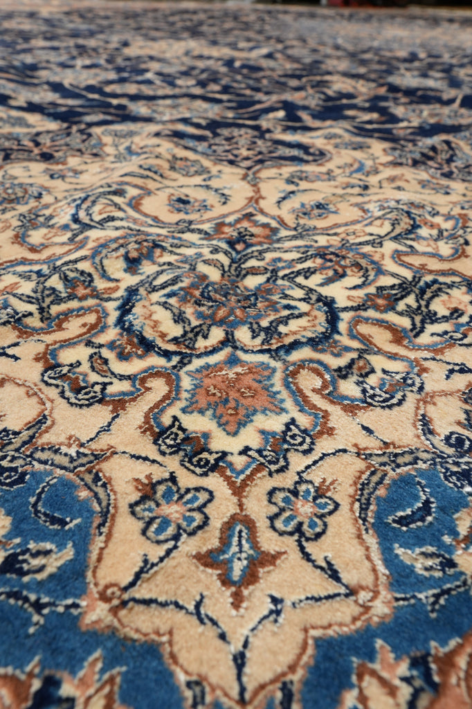 14 x 25.6 ft Large Fine Persian Nain Wool & Silk Rug – Hand-Knotted 400 KPSI Masterpiece #F-5938
