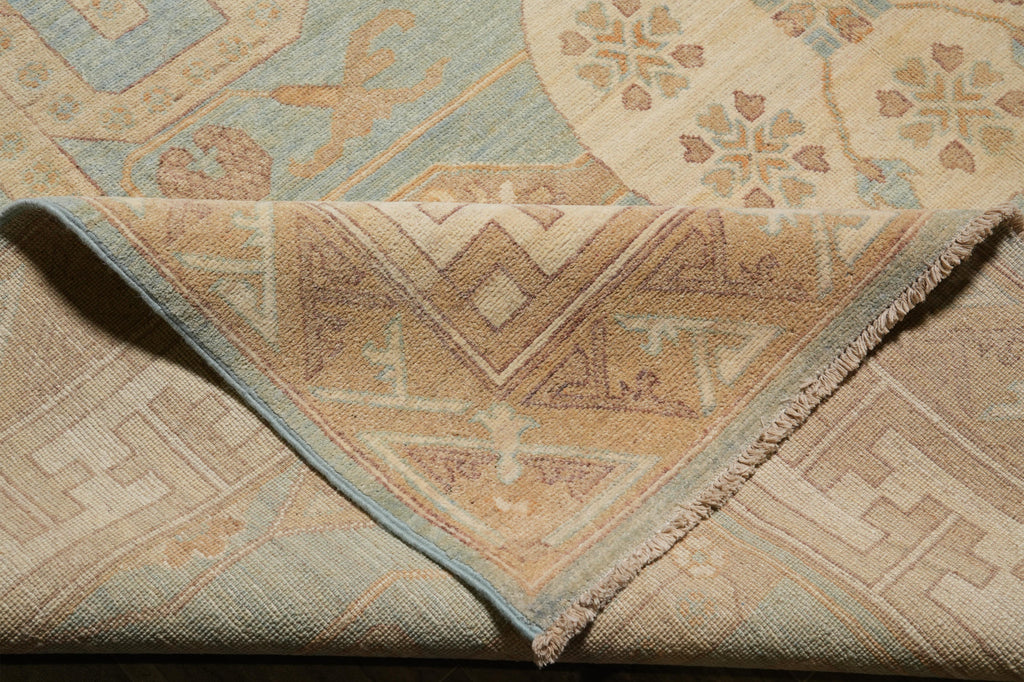 9 x 11.9 Light Blue New Handmade Chotan Chobi Peshawar Rug #F-4245