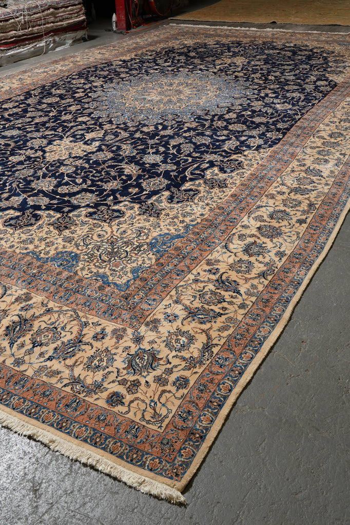 14 x 25.6 ft Large Fine Persian Nain Wool & Silk Rug – Hand-Knotted 400 KPSI Masterpiece #F-5938