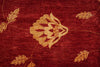 Load image into Gallery viewer, Close-up of a red fabric with gold leaf patterns