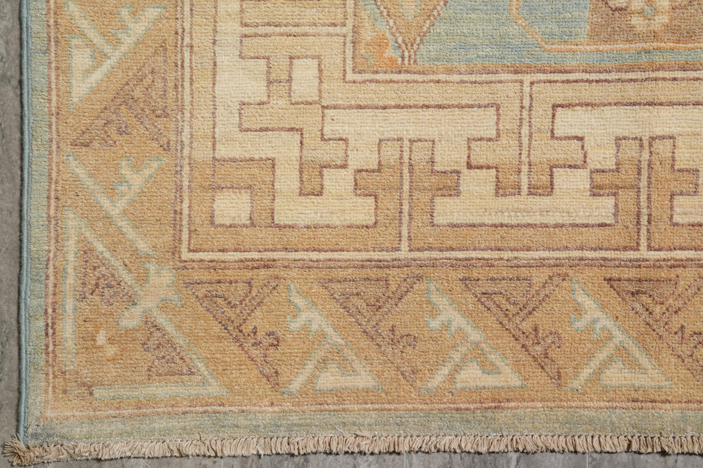 9 x 11.9 Light Blue New Handmade Chotan Chobi Peshawar Rug #F-4245